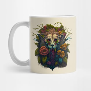 Floral Lion Skull Mug